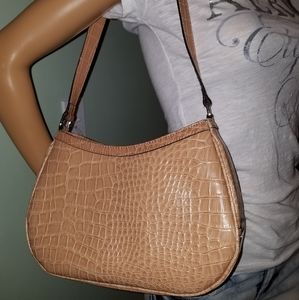 LIZ CLAIBORNE Tan Croco Print Shoulder Handbag NWT